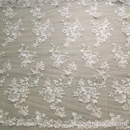 Tecido de noiva de luxo frisado Handwork flor